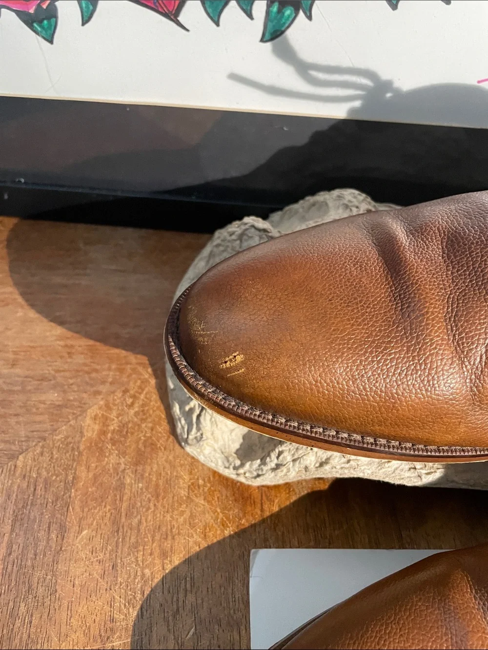 Gordon Rush Brown Pebbled Leather Derby Shoes